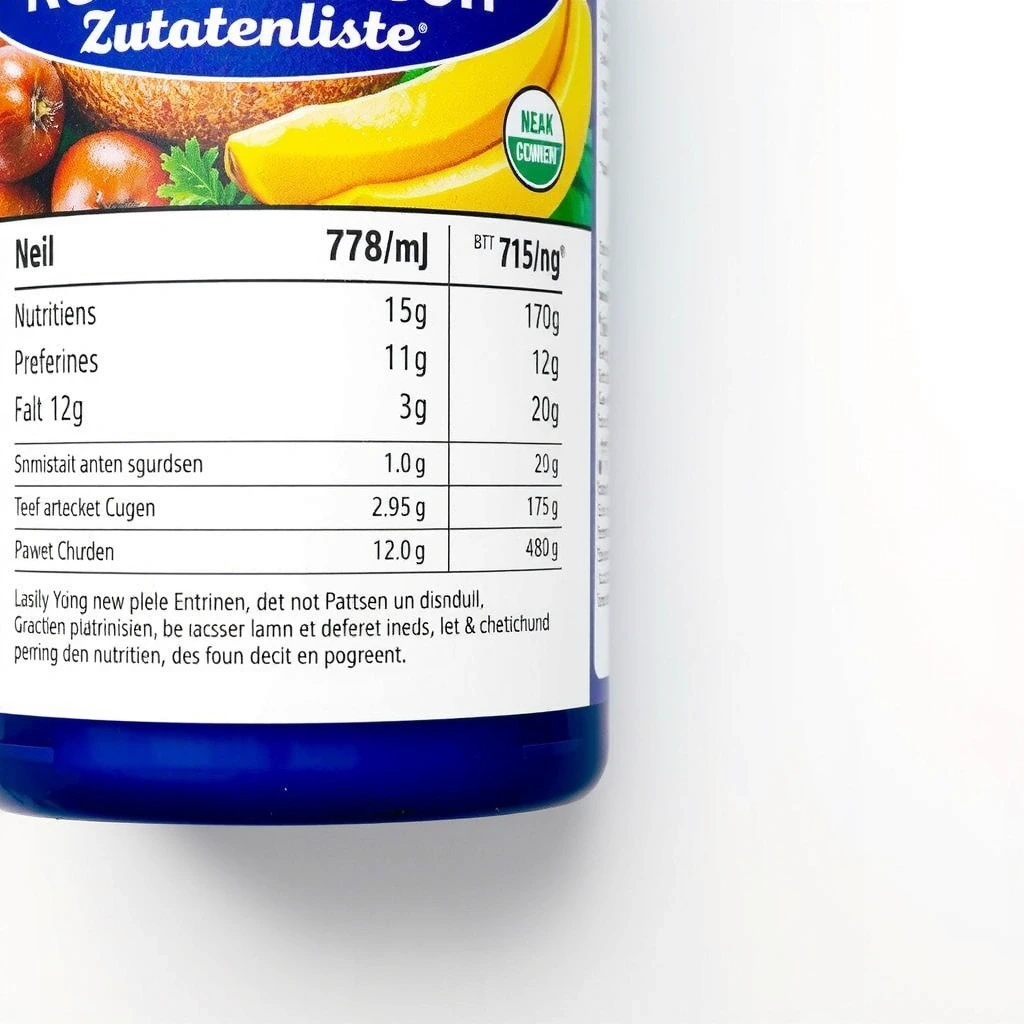 Produktlabel Zutatenliste